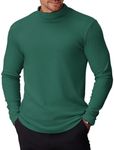 COOFANDY Mens Mock Turtleneck Shirts Long Sleeve Basic Turtle Neck Undershirt Lightweight Thermal Pullover Sweater Green