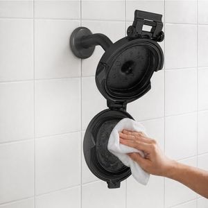 Shower Clear Patented Open Clean Design Shower Head - The World’s Only Cleanable Shower Head to Reduce Moisture & Buildup, High Pressure Flow, Universal Fit - Black- 5.5 inches