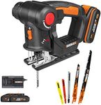 WORX 20V Cordless Universal Saw WX550.3, PowerShare, Jigsaw and Reciprocating Saw, 2 Saws in 1, Accepts All Standard Blades, 2 Batteries