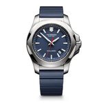 Victorinox Men’s Watch I.N.O.X. Ø 43 mm, Swiss Made, Analogue Quartz, Water-Resistant up to 200 m, Sapphire Glass, Rubber Strap, Blue