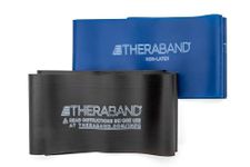 TheraBand Resistance Bands Set, Professional Non-Latex Elastic Band For Upper & Lower Body Exercise, Strength Training without Weights, Physical Therapy, Lower Pilates, & Rehab, Blue & Black, Advanced