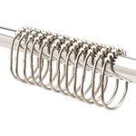 2LB Depot Wide Shower Curtain Rings/Hooks Set, Easy Glide Rollers, 100% Rustproof Stainless Steel, 12 Rings for Shower Rods - Brushed Satin Nickel Finish