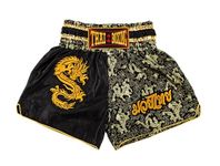 MUAY NATION Muay Thai Shorts for Men Women Slim Cut MMA Boxing Shorts Training Kickboxing Clothing Martial Arts Trunks (XXL, Dragon Black)