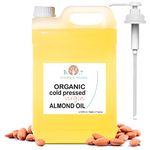 Almond Oil: Organic, Cold Pressed, Pure, Natural. Massage Oil (Carrier Oil) Hair Oil, Body Oil (Nail & Cuticle Oil) Face Oil (Anti Aging), Ear Oil, Pregnancy Stretch Mark & Baby Oil - 5000 ml 5 L