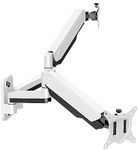 MOUNT PRO Dual Monitor Wall Mount for 13 to 32 Inch Computer Screens, Gas Spring Wall Monitor Arm for 2 Monitors, Each Holds Up to 17.6lbs, Adjustable Wall Monitor Mount with VESA 75x75/100x100, White