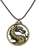 FAADBUK Kombat Vintage Charms Jewelry Kombat Lover Gift Kombat Dragon Amulet Necklace & Keychain for Family Friend, Stainless Steel, stainless steel