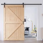 EaseLife 48in x 84in Sliding Barn Door with 8FT Barn Door Hardware Kit & Handle Included,DIY Assemblely,Easy Install,Apply to Interior Rooms & Storage Closet,K-Frame,Natural