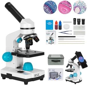 HSL 40X-2000X Microscope for Kids, Monocular Microscope Students Set +Handbag+Phone Holder+ Beginner Biological LAD Kit for Science Educational Boys Girls Toys LED