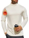 Ekouaer Men's Mock Turtleneck Shirts Long Sleeve Basic Turtle Neck Undershirt Lightweight Thermal Top White XL