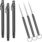 Iliensa 3 Pieces Portable Titanium Toothpicks,Metal Pocket Toothpick Stainless Steel Toothpick Reusable Toothpicks for Outdoor Camping Picnic Travel (Black)