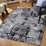 MODEFE 2x6 Feet Runner Rug Carpet Black & White Moire Printed Primium Persian Carpets for Bedroom/Living Area/Home with Anti Slip Backing - Perfect As Runner Rug for Living Room & Hallways