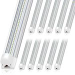 Barrina 8FT LED Shop Light, 100W 15000LM 5000K, Clear Cover Linkable LED Tube Lights, V Shape Integrated T8 LED Lighting, LED Ceiling Lights for Garage, Warehouse, Workshop, ETL Listed,10 Pack