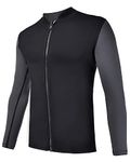 REALON Wetsuits Top Jacket Vest Mens Women 2mm Neoprene Long Sleeve/3mm Sleeveless Shirt Front Zip Sports XSPAN for Scuba Diving Surf Swimming Snorkel Suit (2mm Wetsuit Top Men/Black, XXL)