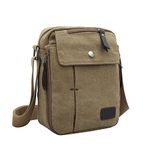 Mens Canvas Shoulder Bag Retro Messenger Bag Travel Crossbody Bag Multi Pockets Casual Handbag for Daily Use Fishing Camping Hiking Working Shopping School Holiday Outdoor 19x9x21CM