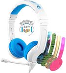 BuddyPhones School+ Kids Headphones, Safe Audio for School, Includes BeamMic, Detachable BuddyCable, Anti-Allergic Earpad with Carry Bag (Blue)