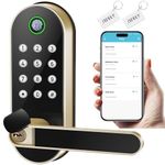 Keyless-Entry Fingerprint Smart Door Lock: Sifely Digital Electronic Lock with Code Passcode, Electric Door Knob, Biometric Handle, Perfect for Entry Doors, Bedroom Doors (Gold)