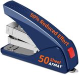 AFMAT Effortless Stapler for Desk, 50 Sheet Capacity, Low Force, Built-in Staple Remover, One Finger Touch Stapling Desktop Stapler, Portable & Space Save Size, Good for Home & Office, Blue