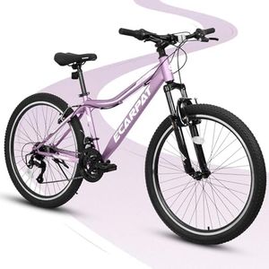 Ecarpat Mountain Bike 26 Inch Wheels, 21-Speed V-Brake, Women's Trail Commuter City Mountain Bikes,Female Bicycles, 15" Steel Frame Front Fork Suspension