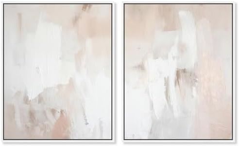 Art Remedy Opalescent Hues III Canvas Set of 2 Minimalist Abstract, White Frame, 36 x 45