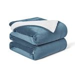 Walensee Sherpa Fleece Blanket (King Size 108”x90” Slate Blue) Plush Throw Fuzzy Super Soft Reversible Microfiber Flannel Blankets for Couch, Bed, Sofa Ultra Luxurious Warm and Cozy for All Seasons