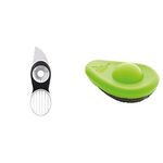 OXO Good Grips 3-in-1 Avocado Slicer - White & Food Huggers by KitchenCraft Silicone Avocado Savers - Multi-Colour (Set of 2)