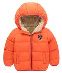 Boy Down Jacket Windproof Long Sleeve Snowsuit Winter Hiking Skiing Coat Snow Wear Orange 2-3T