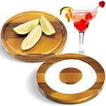 Geiserailie Margarita Salt and Sugar Rimmer for Cocktails with Lid, Acacia Wood Glass Rimmer for Drinks Bar Margarita Salt Cocktail Rimmer Tray Margarita Gift Set, for Wide Glasses up to 5 Inches