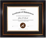 Golden State Art 11x14 Frame for 8.5x11 Diploma/Certificate Black Gold & Burgundy color. Includes Black Over Gold Double Mat and Real Glass