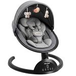 Baby Swings for Infants, Infant Swing, 3 Seat Positions, 5 Point Harness Belt, 5 Speeds and Remote Control - Portable Baby Swing for Indoor and Outdoor (Black)