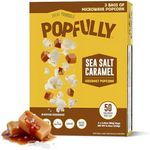 POPFULLY Fully Pops Sea Salt Caramel Popcorn, 2.75oz Sharing Bags, 3-Pack, Sweet & Salty, Big Pop, Micro Popcorn Bags