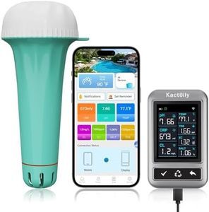 kactoily Pro Smart Pool Monitor, Rechargeable 7-in-1 Digital Pool Water Tester, WiFi App Control, Accurate pH ORP Chlorine Salt EC TDS Temp Detector for Pool Spa Hot Tub Pond