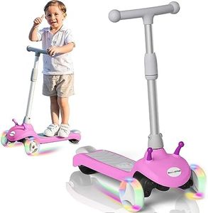 Scoothop Electric Scooter for Kids Ages 3-8, 3-Wheel Electric Scooter, Kids Electric Scooter with LED Light-up Wheels, 3 Height Adjustable, Lean-to Steer Design, Gift for Boys/Girls, Rose