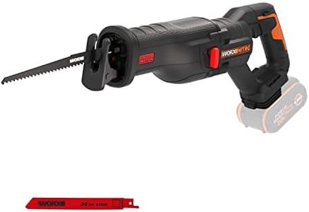 WORX Nitro 18V(20V MAX) Cordless Reciprocating Saw, PowerShare, Brushless, Quick Blade Change, Variable Cutting Speed, 1x Wood Cutting Blade and 1x Metal Cutting Blade Included, WX516.9