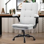 BASETBL Executive Office Chair with Flip-up Armrest, Office Chair for Home, Ergonomic Comfy Desk Chair Swivel Work Chair, Adjustable Height, Skin-friendly Fabric Breathable Bigger and Taller (Gray)