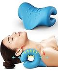 BLABOK Neck and Shoulder Relaxer,Portable Cervical Traction Device Neck Stretcher,Neck Posture Corrector Chiropractic Pillow for TMJ Pain Relief and Cervical Spine Alignment(Blue)