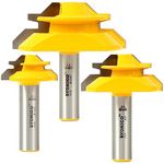 Yonico 15334 45 Degree 3 Bit Lock Miter Router Bit Set 1/2-Inch Shank