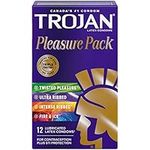 TROJAN Pleasure Pack Assorted Lubricated Latex Condoms, 12 Count