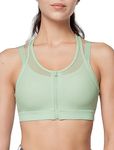 Yvette High Impact Women Sports Bra Front Closure Double Deck Mesh Running Bra for Plus Size for Plus Size, Light Green, XXL