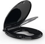 Toilet Seat Round,Toilet Seat with Toddler Seat Built in, Potty Training Toilet Seat Round Fits Both Adult and Child, with Soft Close, Easy Install and Clean - Round Black