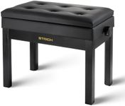 STRICH Adjustable Piano Bench with Storage, Solid Wood Keyboard Bench with Bookcase Stool Chair Seat with High-Density Sponges Cushion for Piano Shop Music School Studio, Black, SPB-20