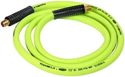 Flexzilla Swivel Whip Air Hose, 1/2 in. x 8 ft. (3/8 in. MNPT Swivel x 3/8 in. MNPT Ends), Heavy Duty, Lightweight, Hybrid, ZillaGreen - HFZ1208YW3S