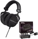 beyerdynamic DT 990 PRO 250 ohm Studio Headphones (Ninja Black, Limited Edition) with 4-Channel Headphone Amplifier Bundle (2 Items)