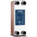 Alecoil 3"x8" 16 Plates Heat Exchanger with 3/4" MPT Port Water to Water 316L Stainless Steel Brazed Plate Heat Exchanger for Water Heating, Floor Heating, Commercial and Industrial Refrigeration