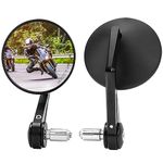 KEMIMOTO Motorcycle Bar End Mirrors, 360 Degrees Ball-Type Adjustment, Aluminum Handlebar Mirrors compatible for Sportster, Softail, Dyna, Road King, V-star, Shadow, Universal Motorcycle Accessories