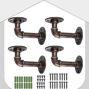 Tube Rack Pipe Shelf Brackets,HOMGEN 4Pcs Tube Rack Industrial Plumbing Pipe Shelf Brackets Scaffold Board Shelf Brackets Pipe Floating Shelf Brackets for Bookshelf Scaffolding Board (9 X 13 cm)