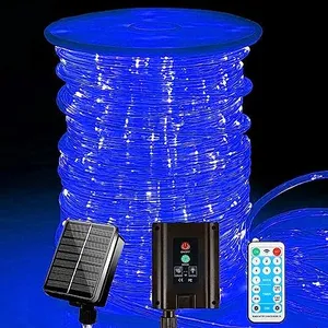 196ft 600 LED Solar Rope Lights Outdoor Waterproof 60 Meters Solar Powered String Light 8 Modes Super Long Fairy Light with Timer Solar Tube Lights for Garden Deck Patio Pool Weeding Christmas Decor