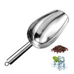 Metal Ice Scoop 8 Oz, Small Stainless Steel Ice scooper for Ice Maker Ice Bucket Kitchen Freezer Bar Party Wedding, Multipurpose for Popcorn Scoop,Flour Scoop,Dog Food Scoop (8 OZ, Silver)