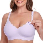 Gailife Floral Nursing Bras for Breastfeeding Comfort Maternity Bras for Pregnancy Seamless Bralettes with Extra Extender -PL,M Purple