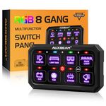 Auxbeam RGB 8 Gang Switch Panel 5.3 Inch RB80 XL with Off Backlight Toggle Momentary Pulsed Switch Pod for Truck ATV Offroad Marine Multifunction Waterproof Circuit Relay System Box, 2 Years Warranty