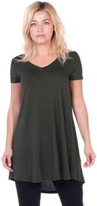 Popana Womens Short Sleeve Summer Tunic Tops to Wear with Leggings Loose Fit Plus Size Made in USA Large Olive